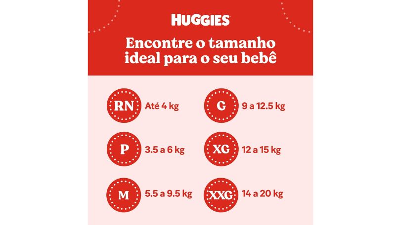 Fraldas Huggies tamanhos